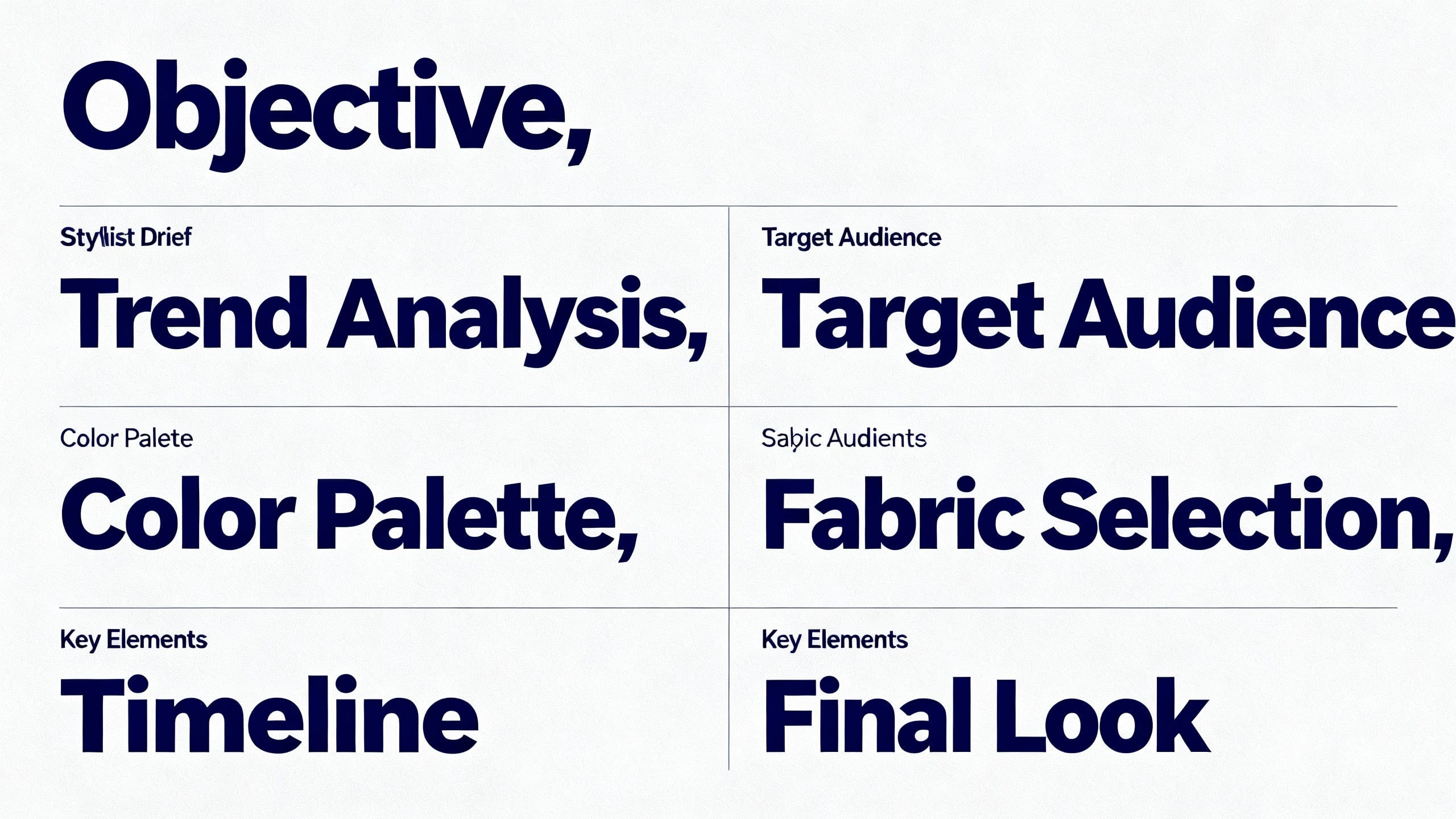 graphic showing stylist brief with key terms highlighted