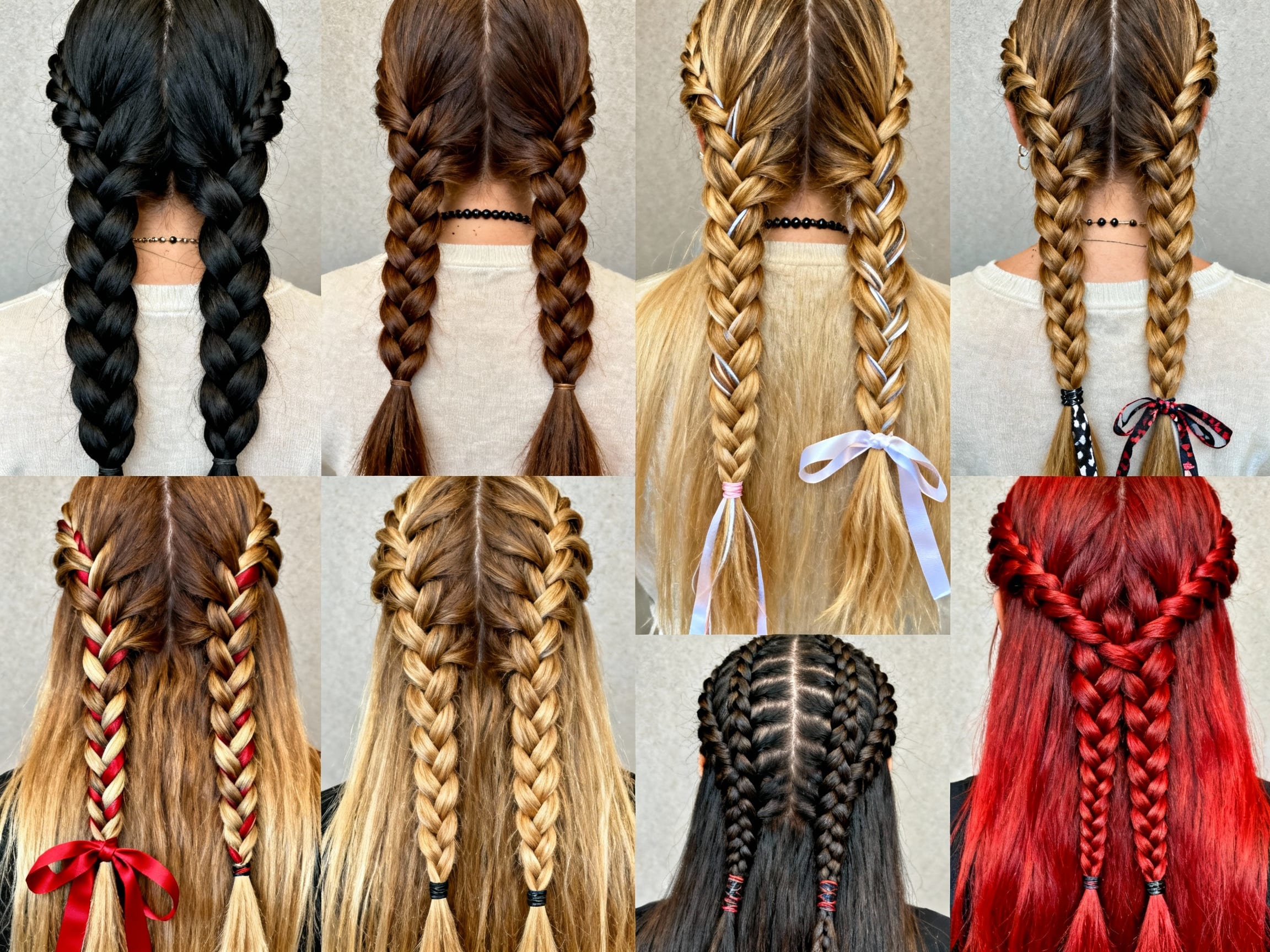 collage of various braid styles
