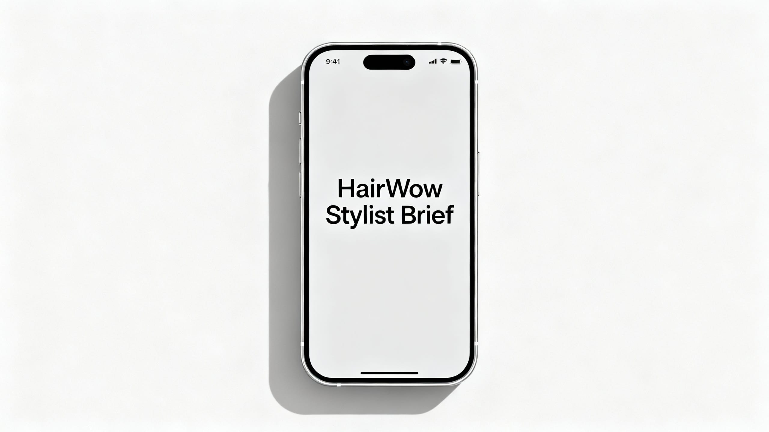 HairWow Stylist Brief example on a phone screen