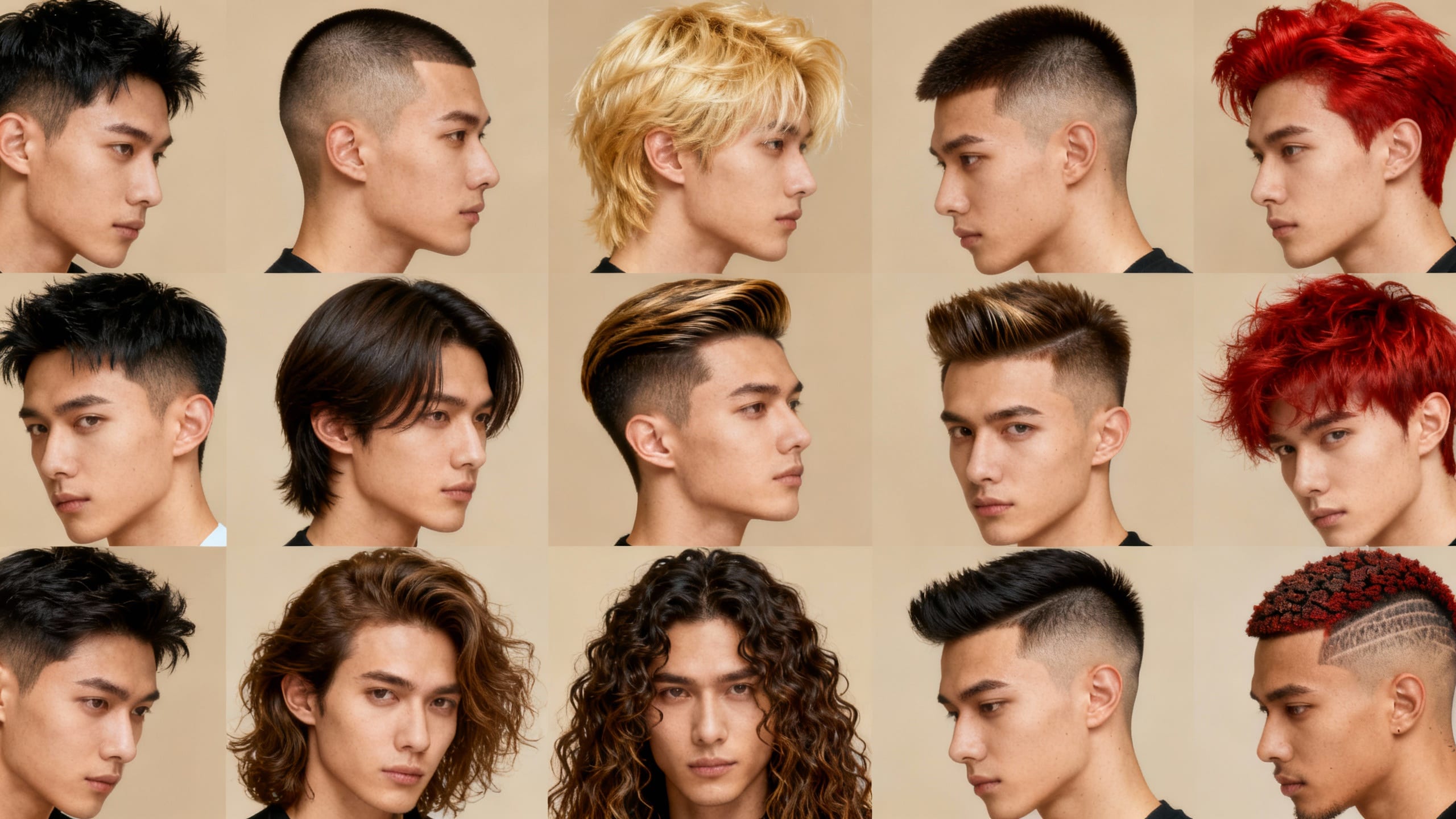 collage of diverse male hairstyles