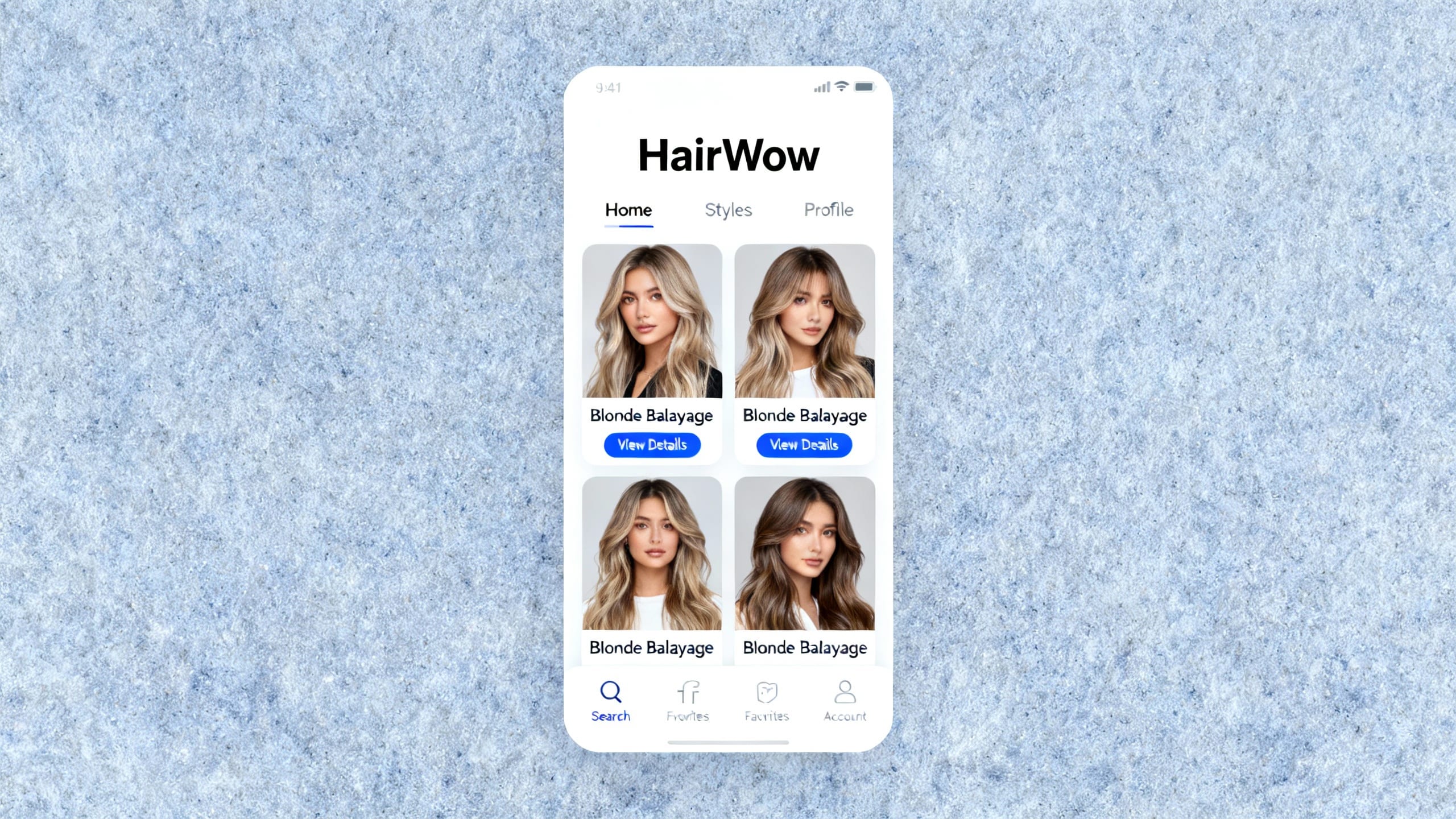 screenshot of HairWow interface