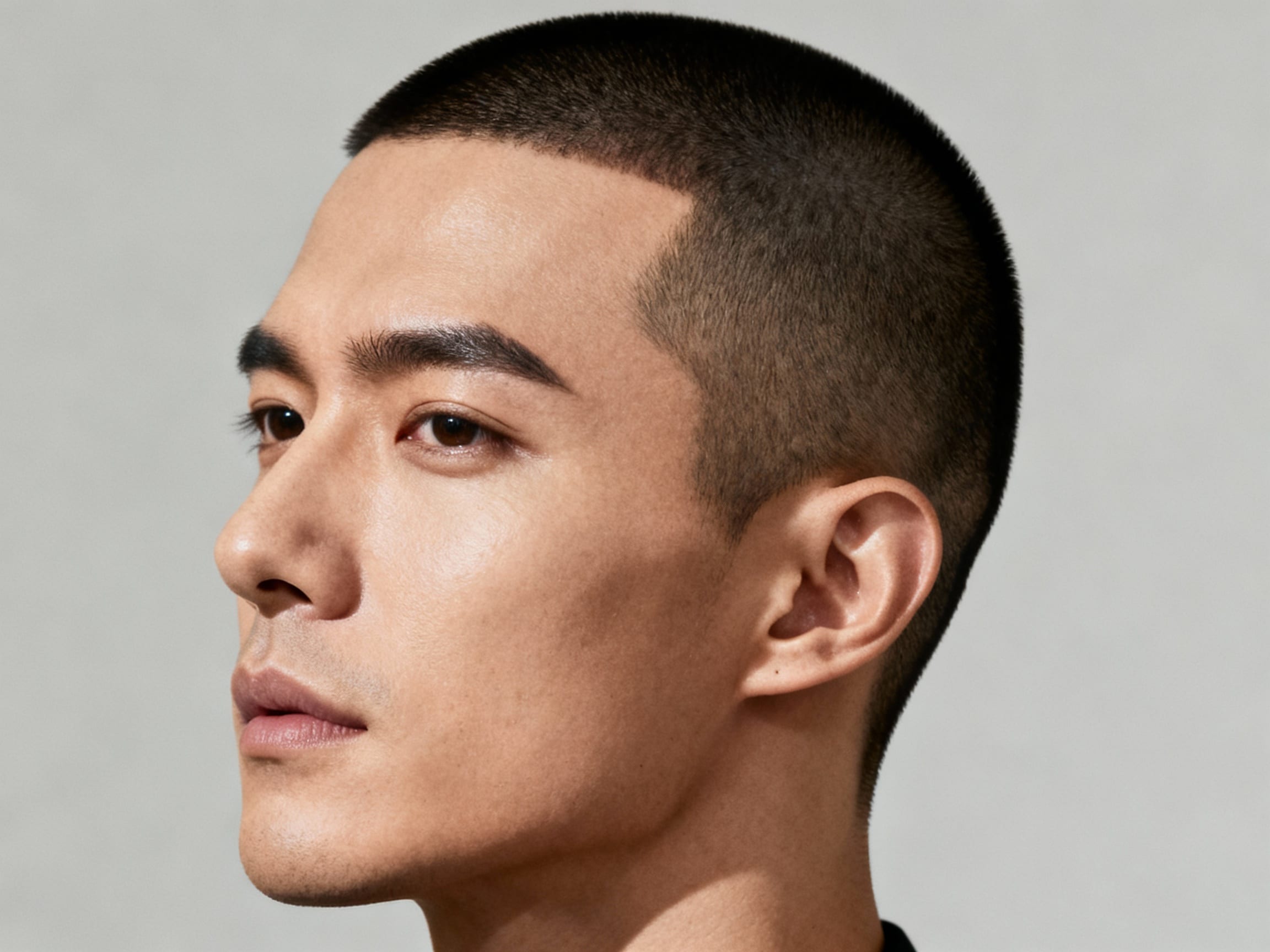 man with a stylish buzz cut