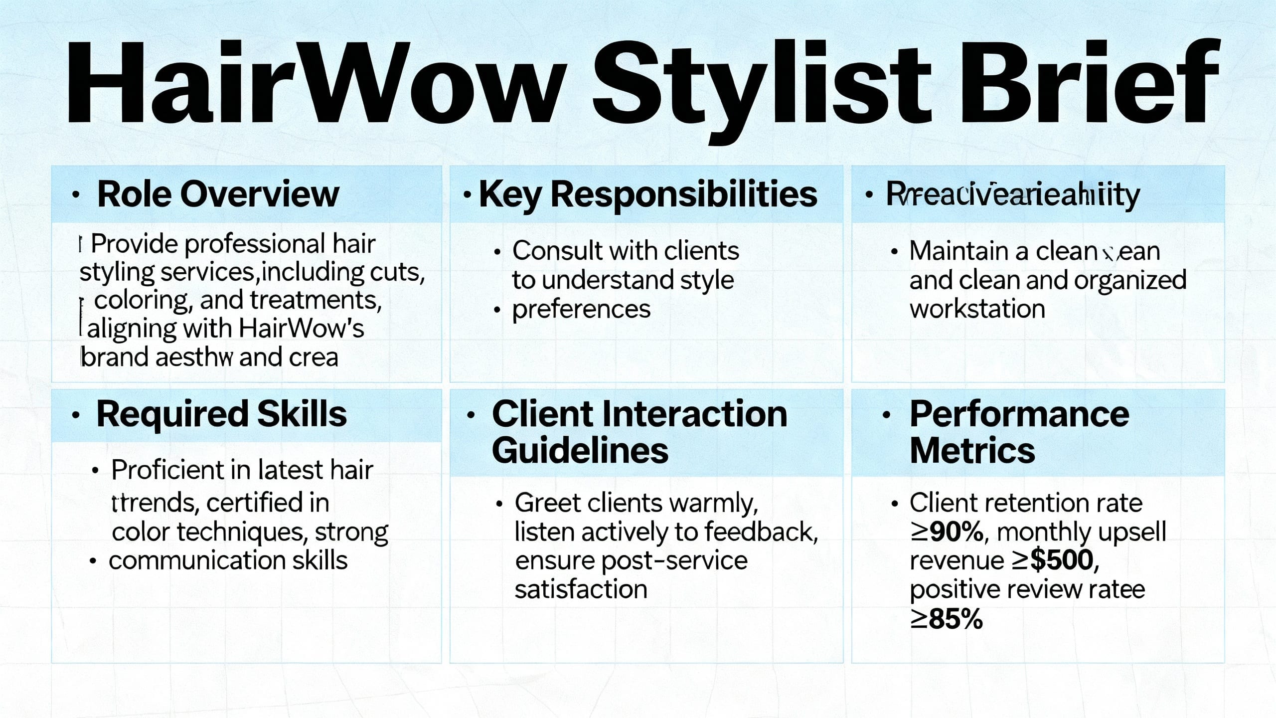 Example of a HairWow stylist brief