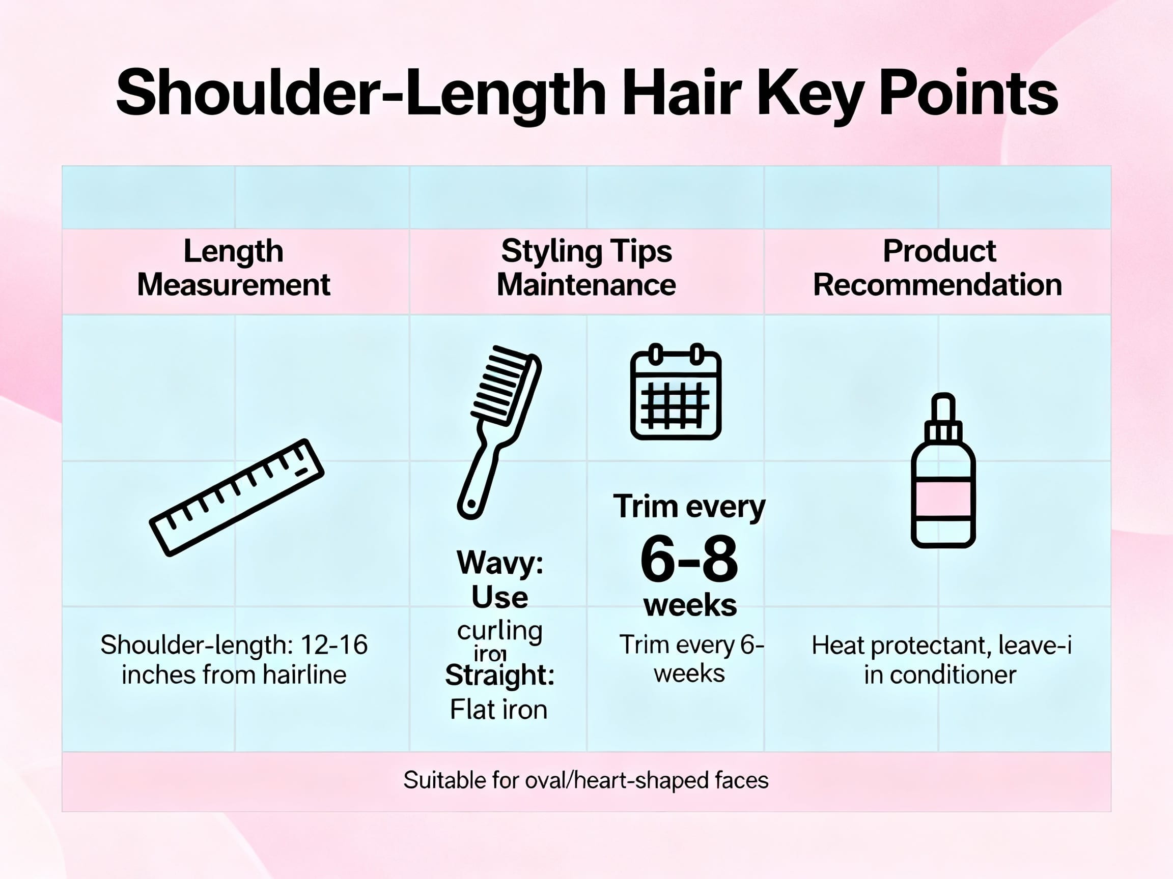 infographic shoulder length hair points