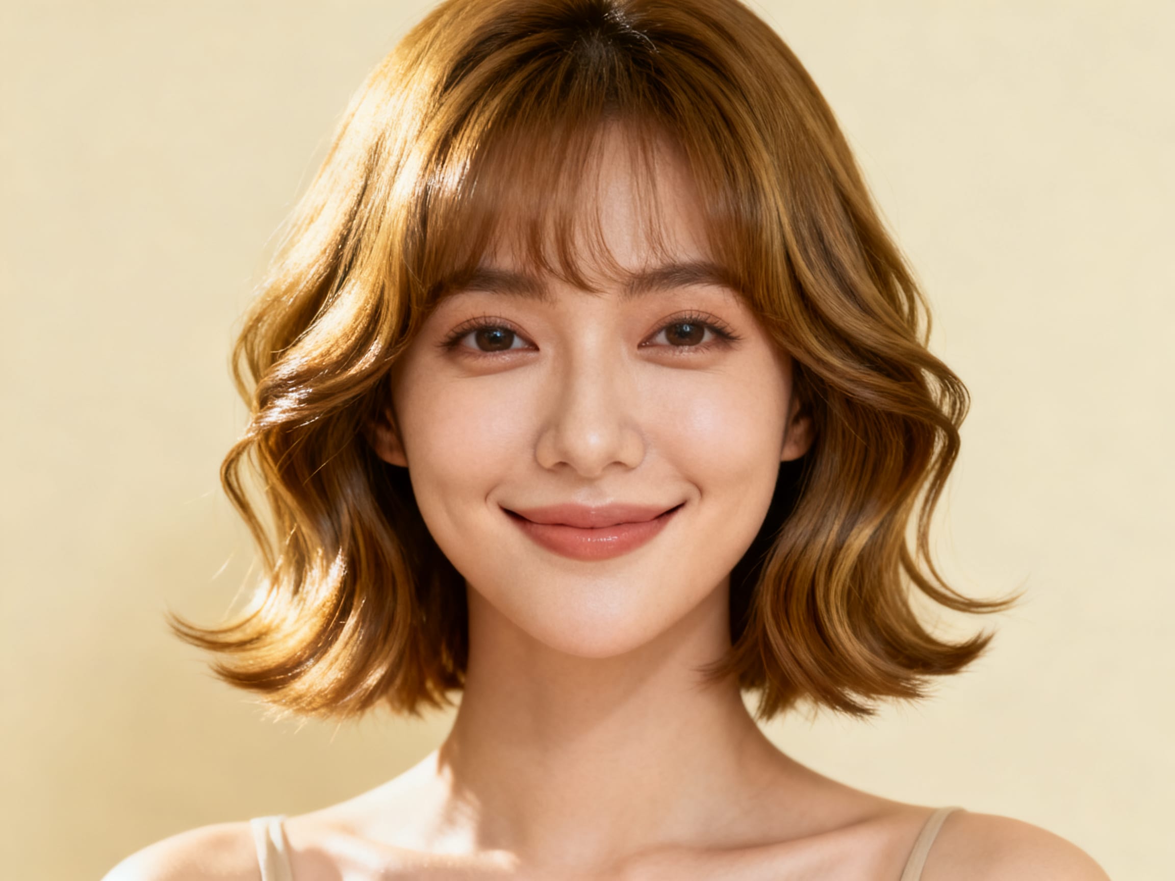 woman with a stylish new butterfly cut