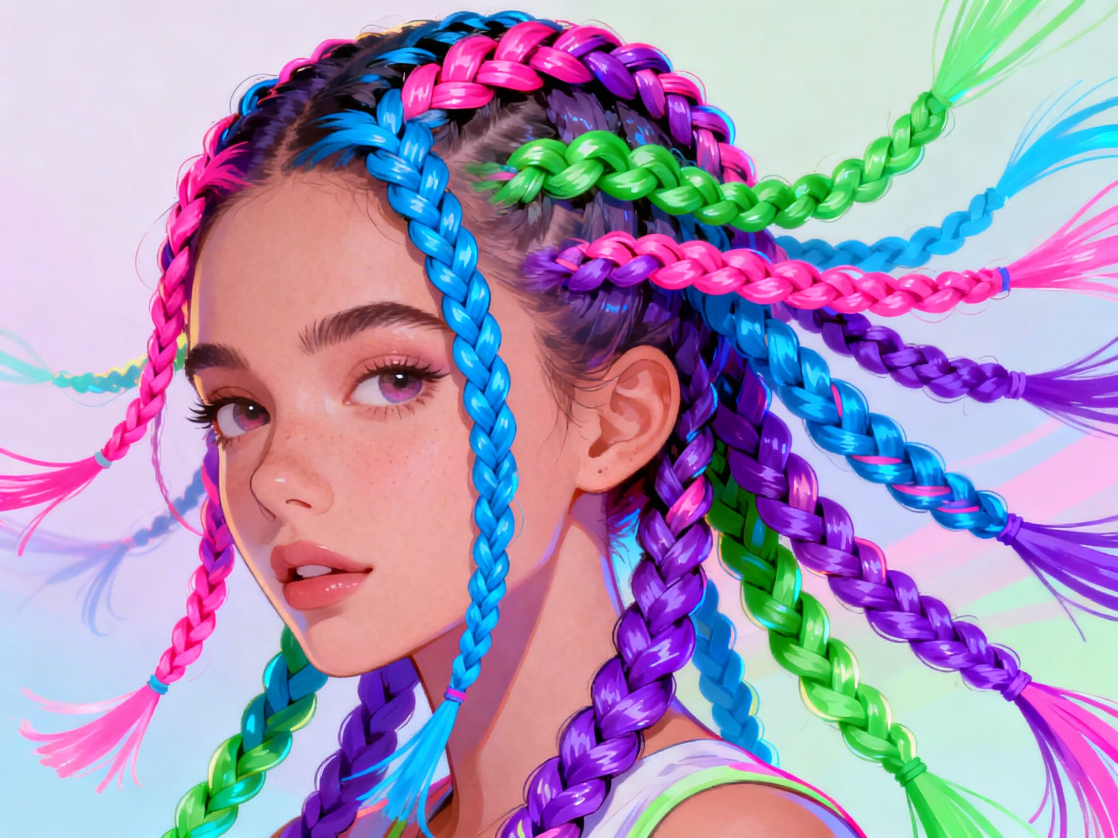 a person with various quick braided hairstyles virtually applied