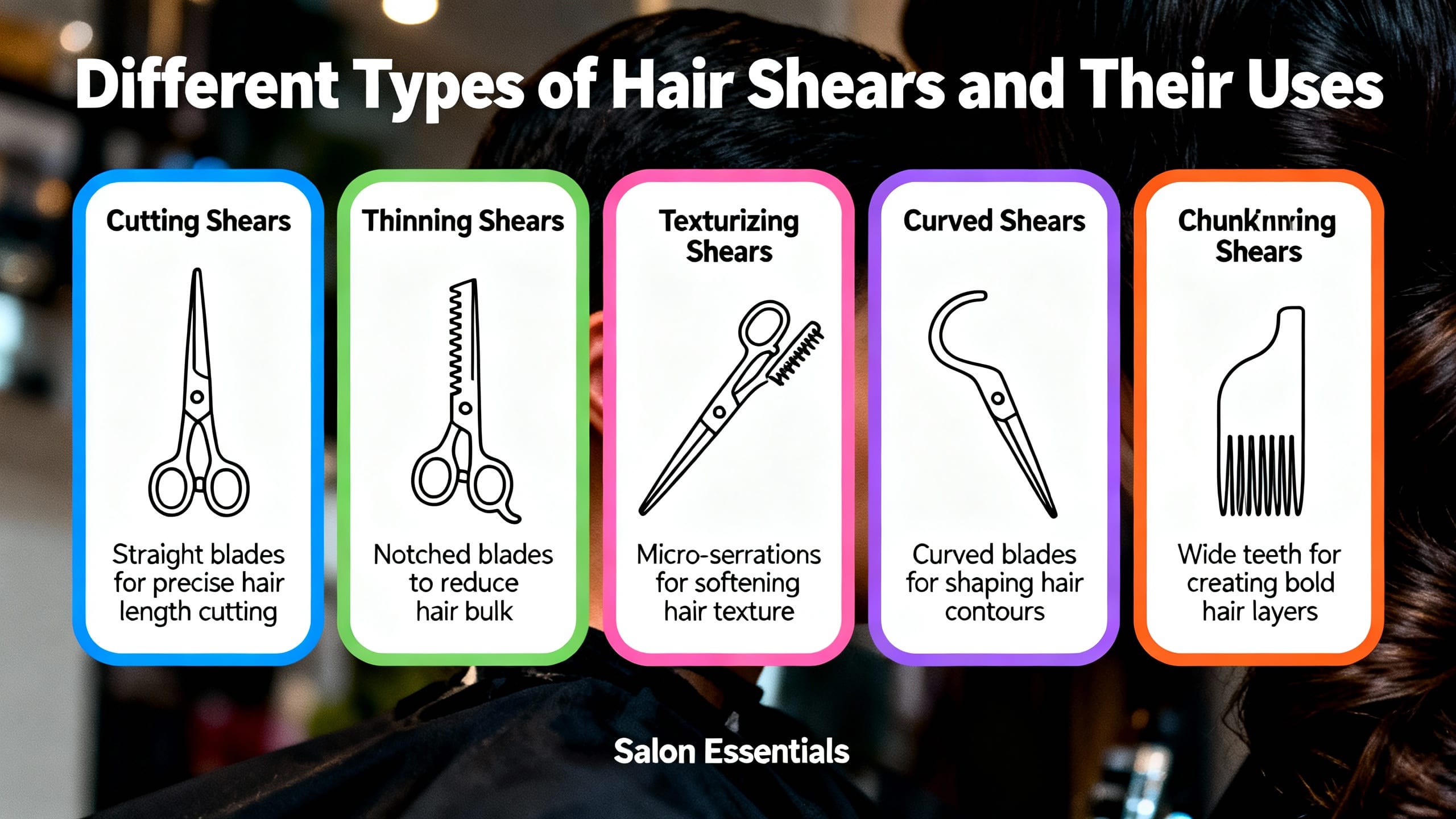 infographic different types of hair shears and their uses