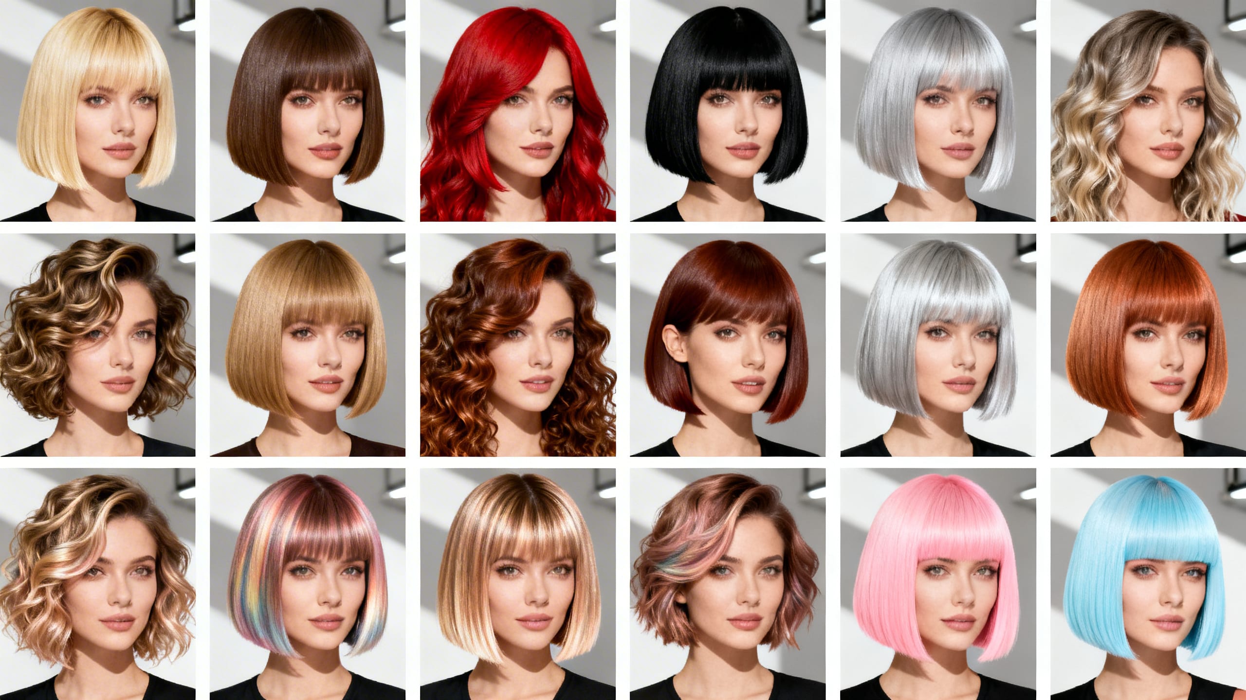 collage of diverse short A-line bobs