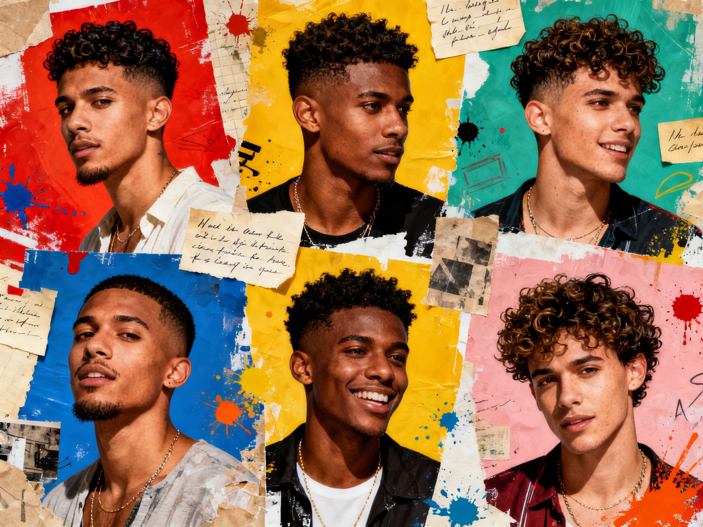 collage of diverse men with short curly haircuts