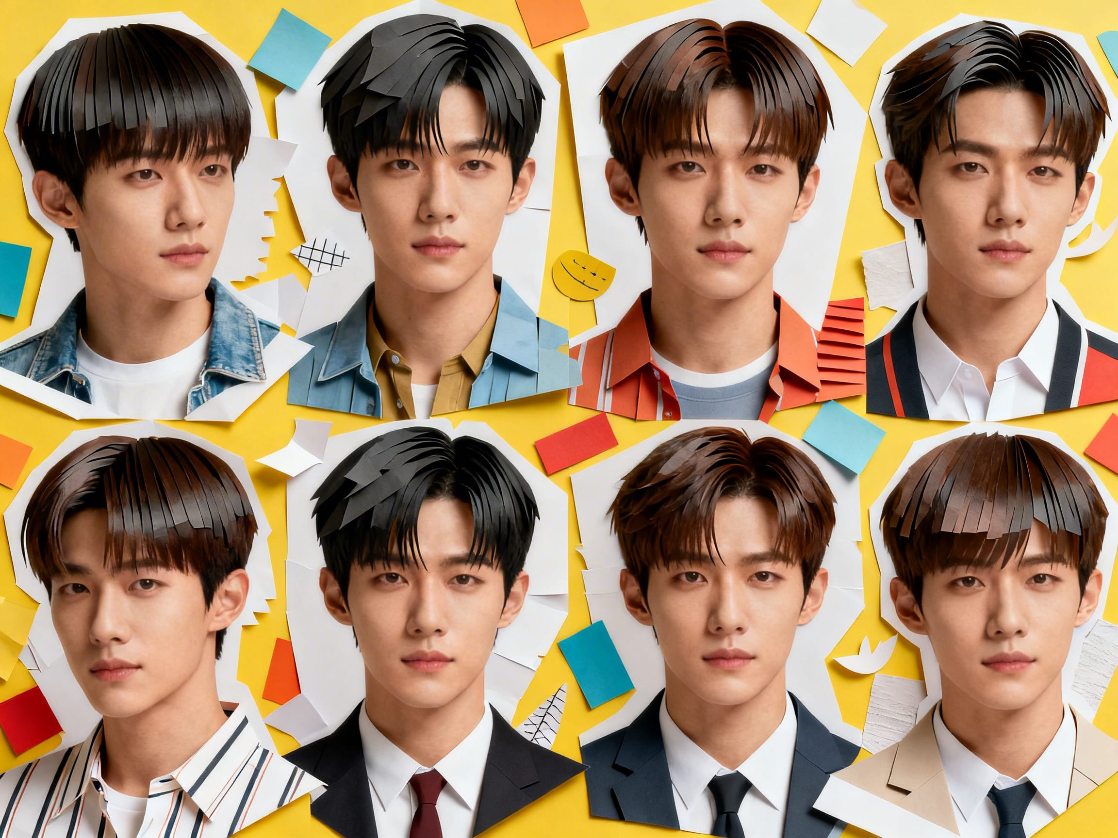 collage of men with stylish straight hair