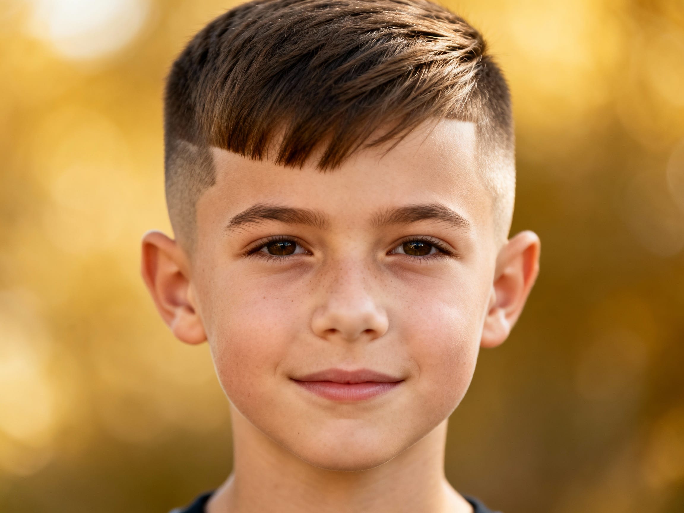 A young boy with a modern tapered fade haircut