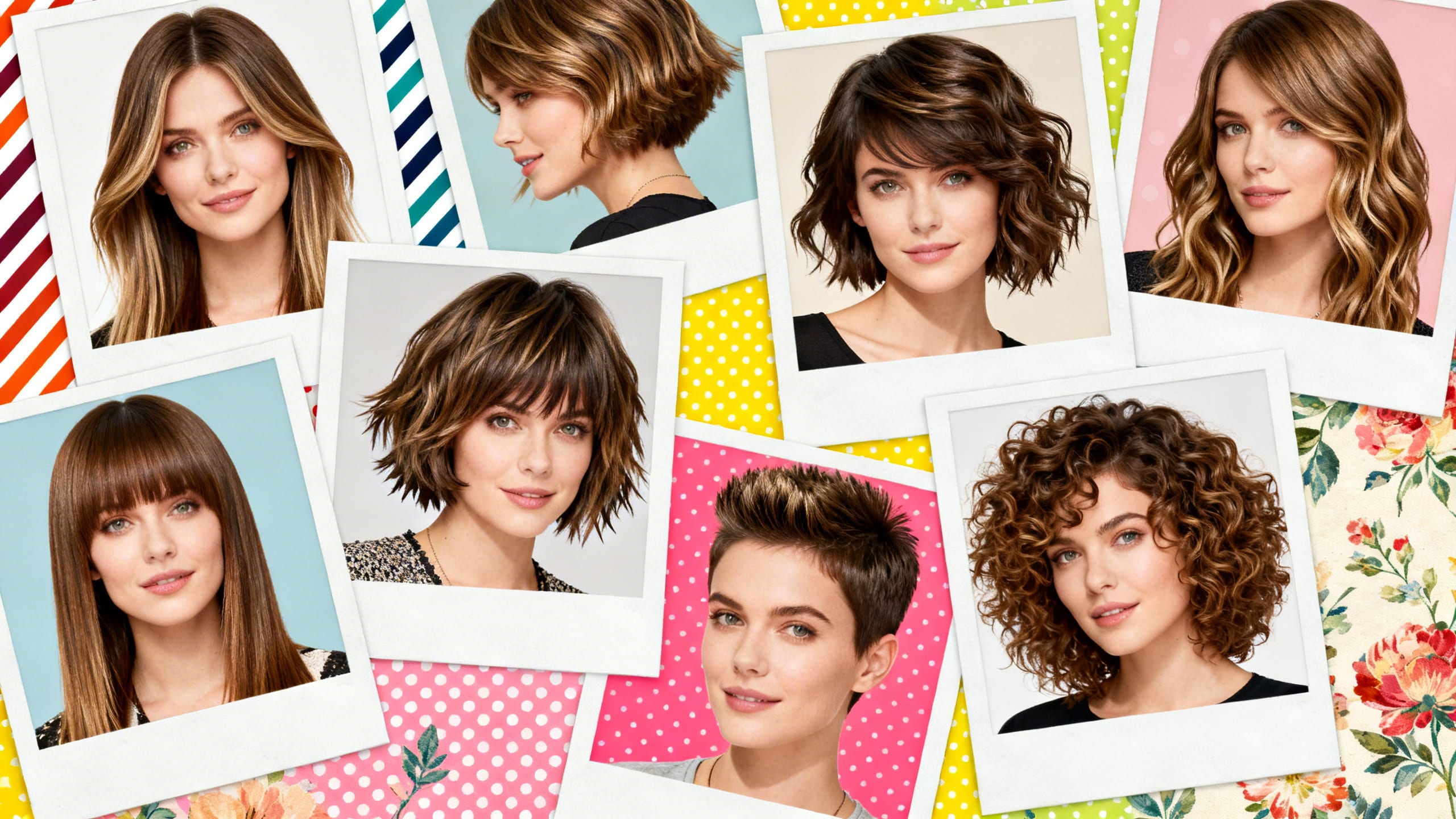 collage of different layered haircuts
